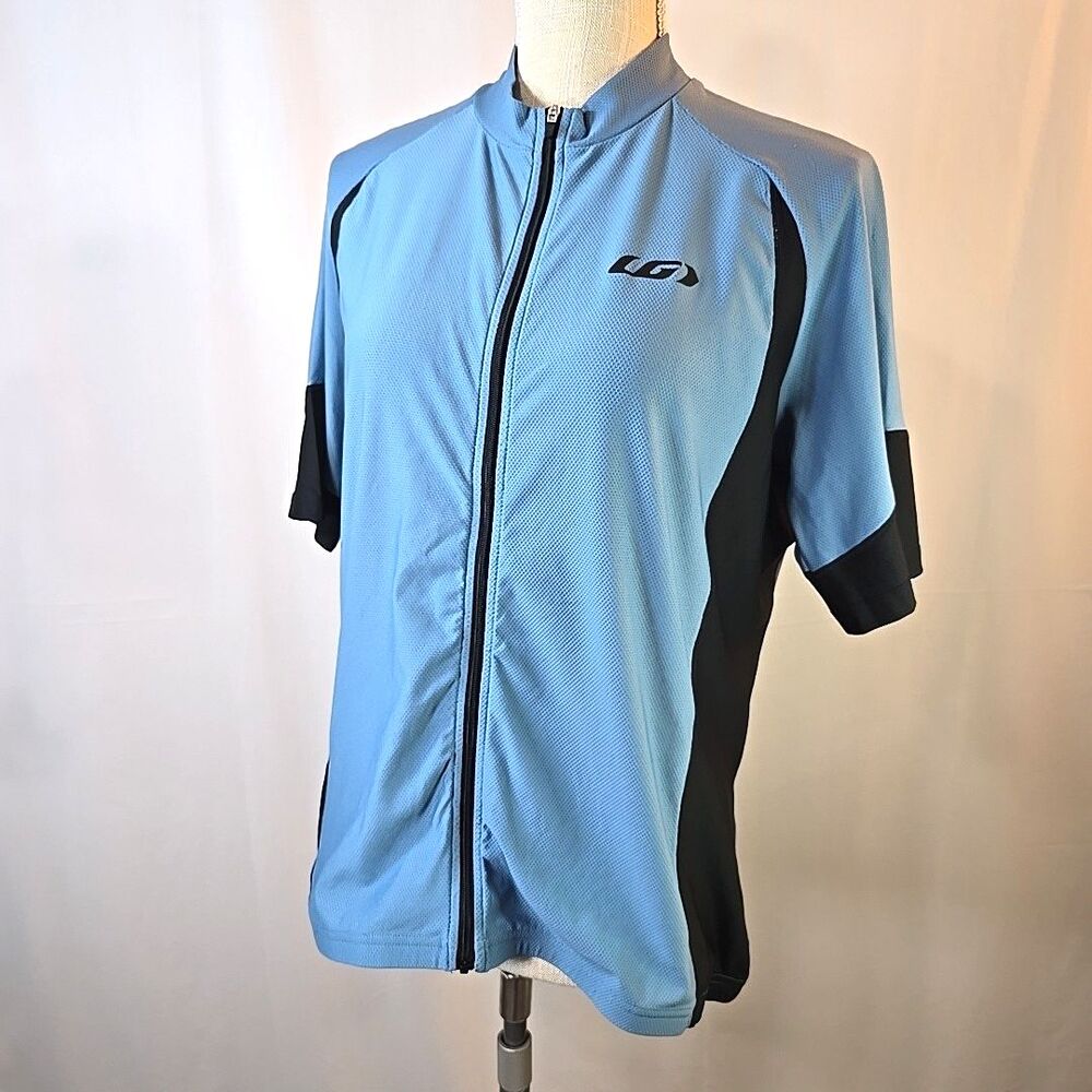 Louis Garneau Women's XL Cycling Jersey Blue Back Pockets Full Zip Biking Sports